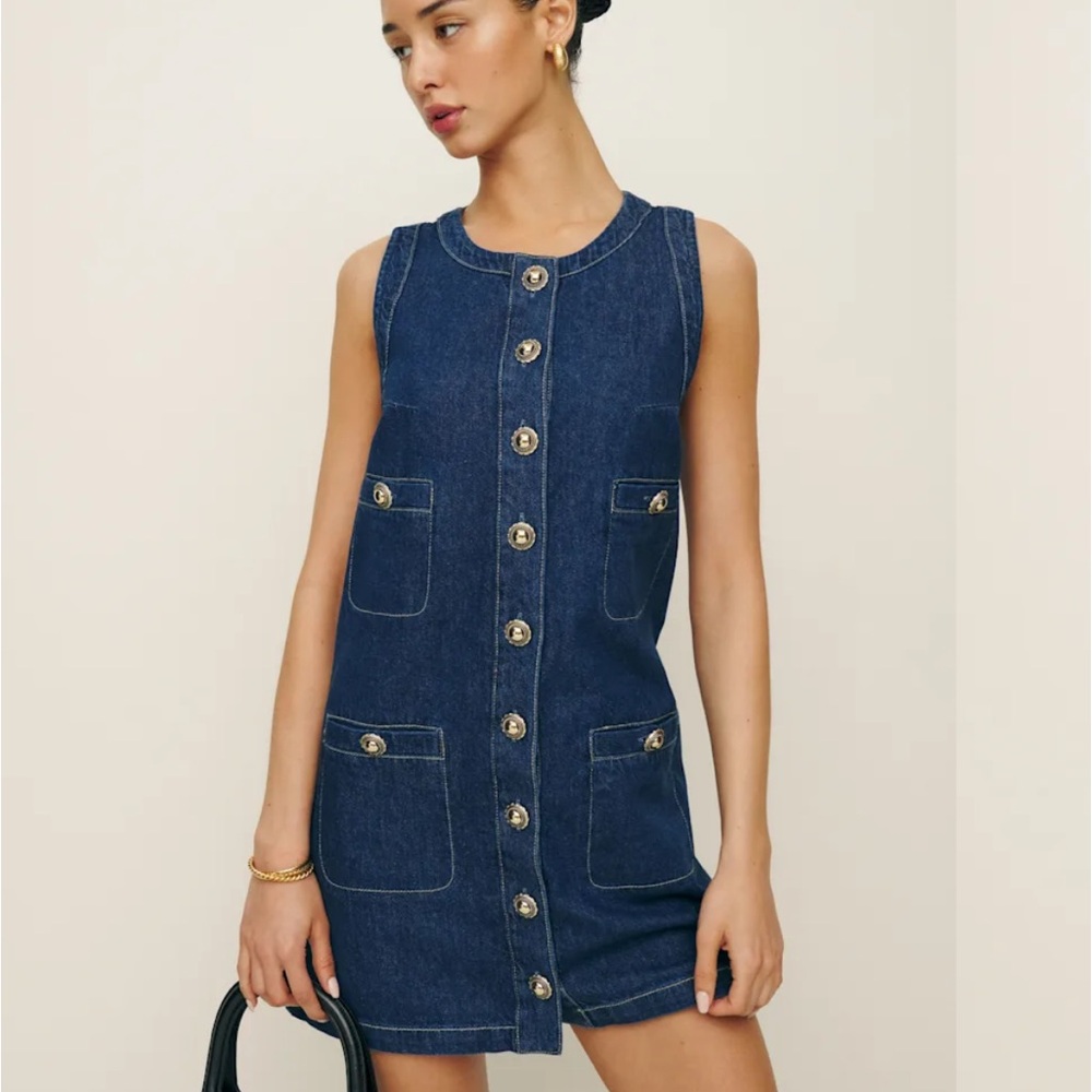 REFORMATION Tropez Denim Mini Dress, Size 0